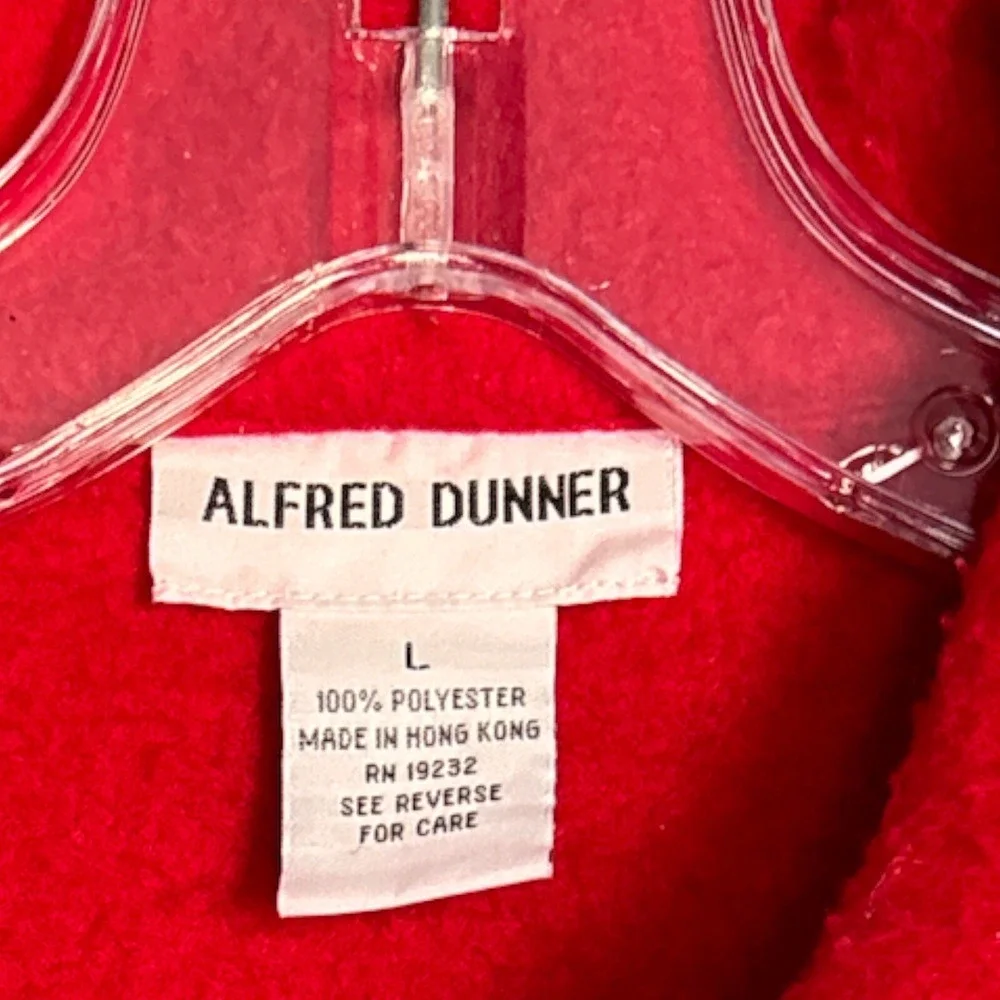 Vintage Women's‎ Size L Alfred Dunner Red Argyle Holiday Fleece Jacket Cardigan